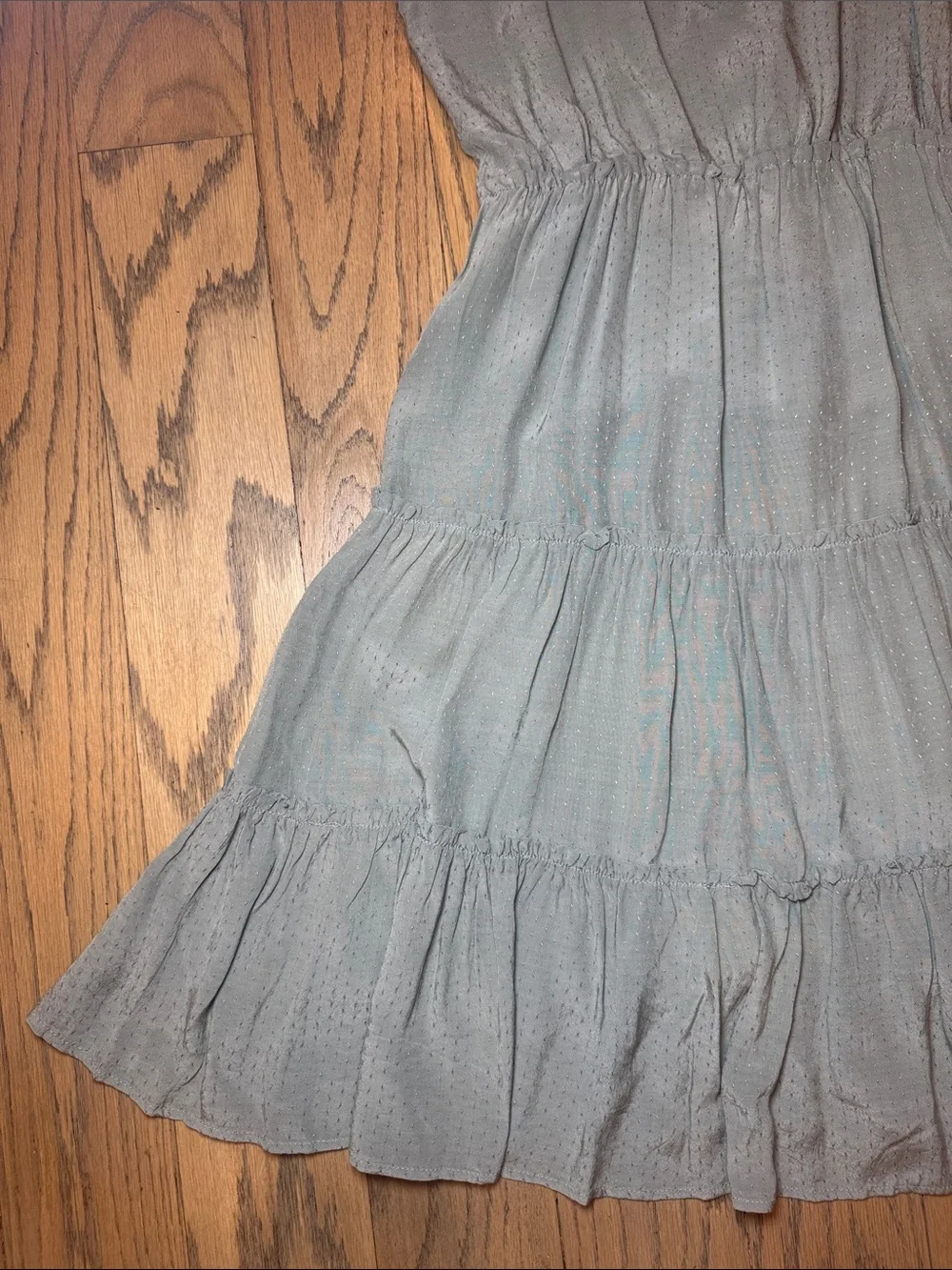 Storia Womens Light Blue Tiered V-Neck Ruffled Dress with Detailed Buttons Sz S